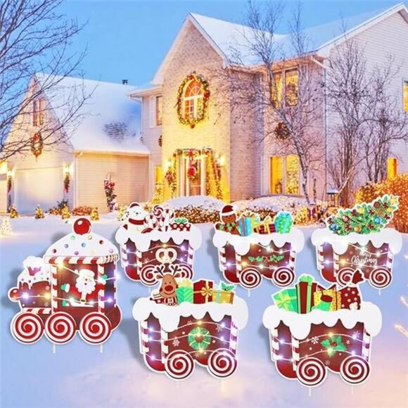 6 Pcs Christmas Decorations Outdoor with LED Lights, Large Christmas Yard Sign - Picture 8 of 8